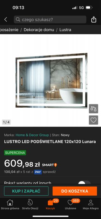 Lustro Led Lunara 120x120