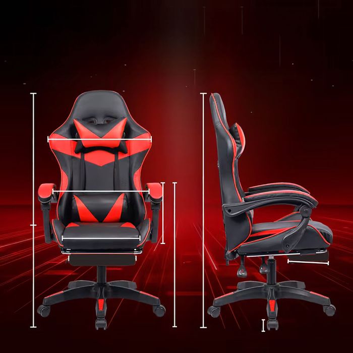 Fotel Gamingowy Biurowy Obrotowy Kubełkowy Krzesło z Podnóżkiem 150 kg