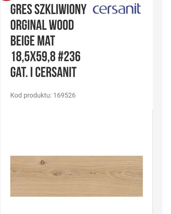 Gres Płytki Cersanit orginal wood beige mat gatunek 1