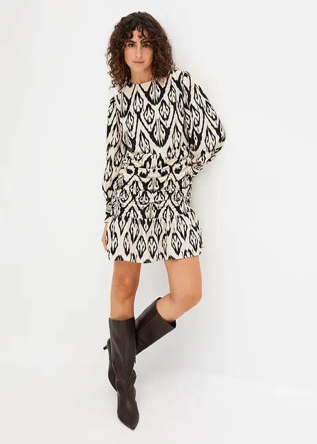 B.P.C sukienka mini z marszczeniem we wzory r.46
