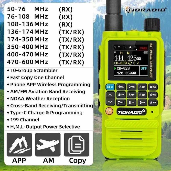 Tidradio TD-H3 pluse. 5W, 50-620 MHz