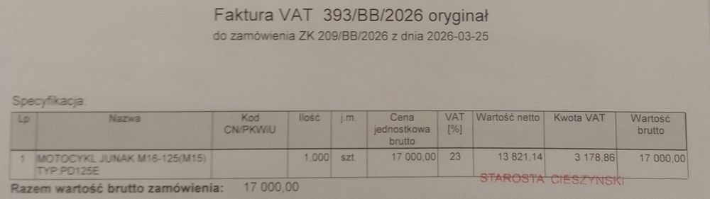 Sprzedam Junak M15