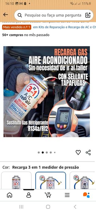 Recarga AC auto 3 em 1, incluindo medidor de pressão (compatível com carros de 1992-2016)