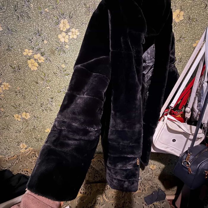 Шуба чорна еко шкіра