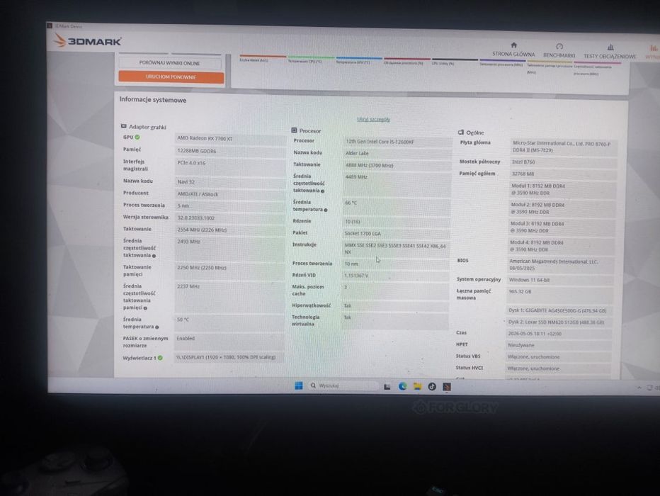PC i5 12600KF, 32GB ram 4400cl19, RX7700XT, 1TB SSD , WIN 11