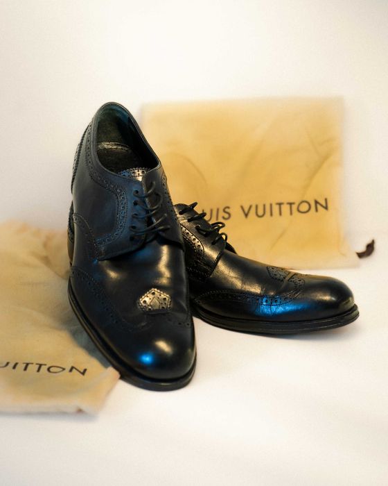 Louis Vuitton Black Brogue Leather Derby | 41r / 7.5 | Oryginalne.