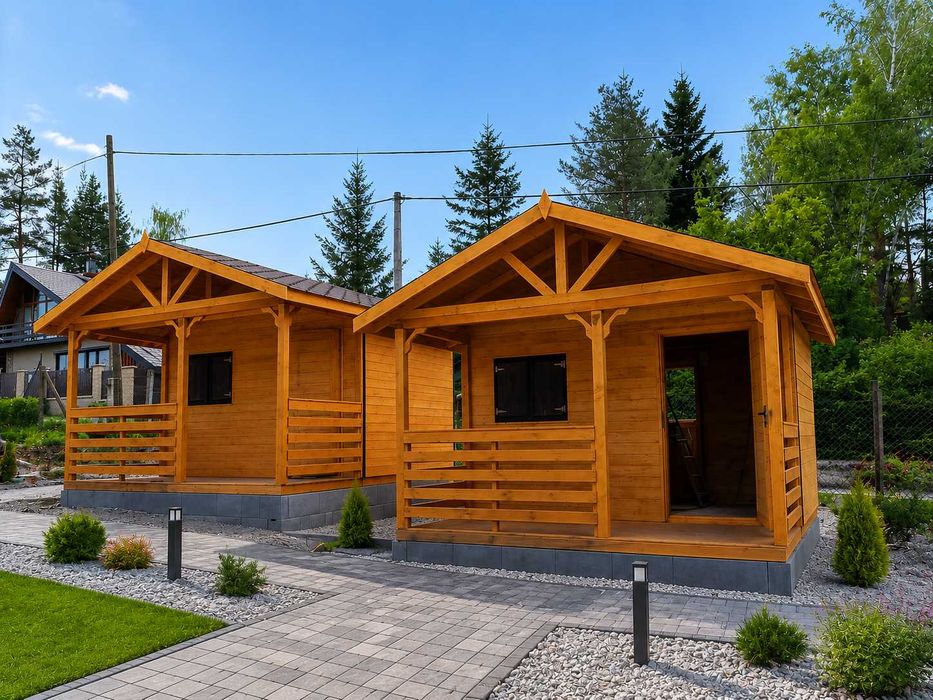 Domek ogrodowy, domek letniskowy, domki drewniane, 4x5m + 2m taras