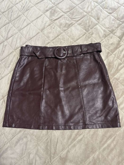Юбка шкіряна жіноча бургунді Zara 38 р