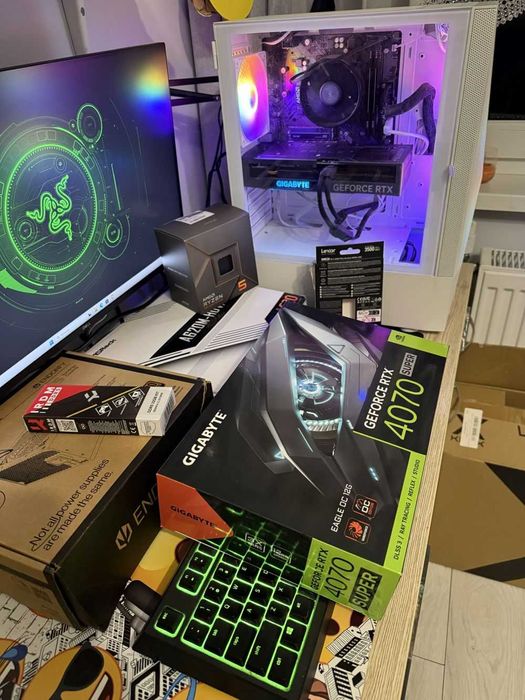Komputer PC do gier Ryzen 5 7600 + RTX 4070 SUPER, 32GB DDR5, 1TB NVMe
