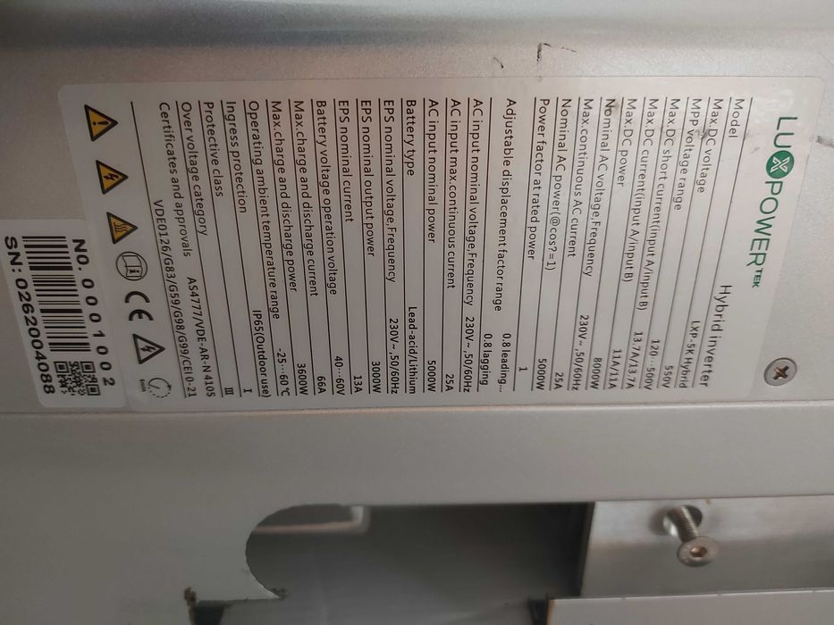 Inversor Hibrido Luxpower 5Kw com Backup