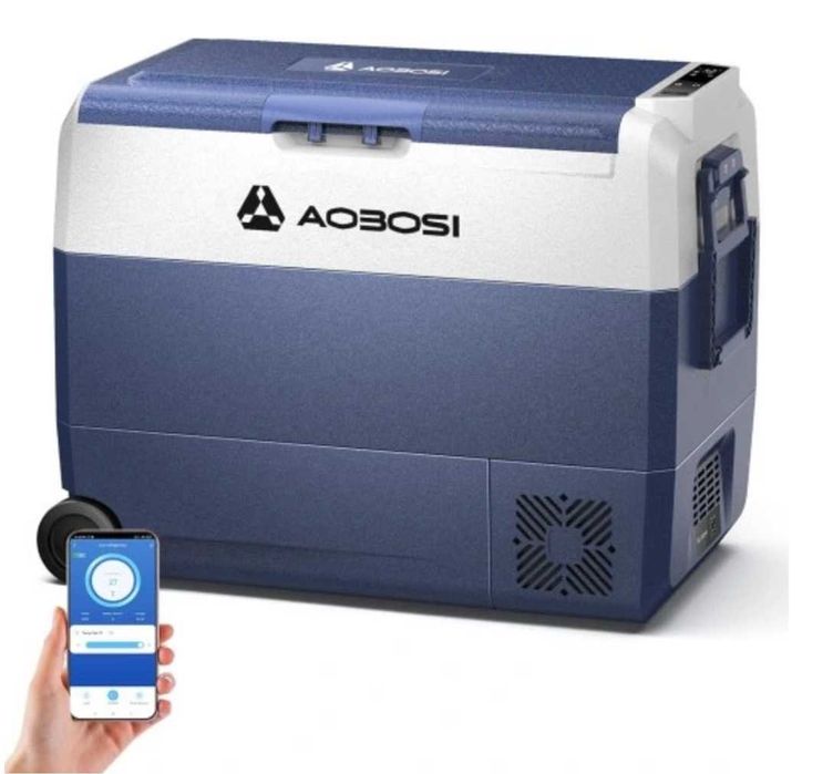 AAOBOSI Lodówka Samochodowa 60L z WiFi, Kompresorowa 12/24V, -20°C