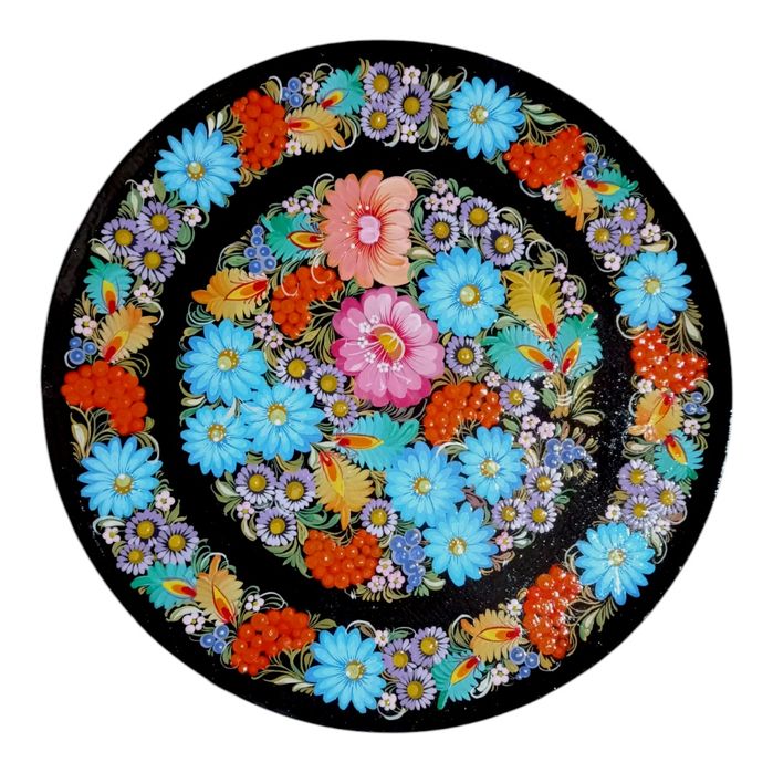 Тарілка дерев'яна 38 см,петриківський розпис