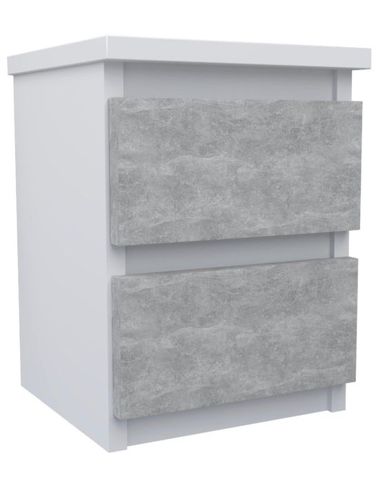 Szafka nocna 2 szuflady komoda stolik biały+beton