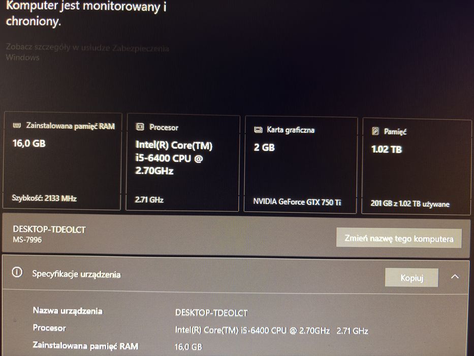 komputer do grania i pracy gtx 750ti/i5 6400