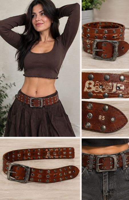 Оригінальний акцентний жіночий шкіряний ремінь Beans Belt із натуральної шкіри