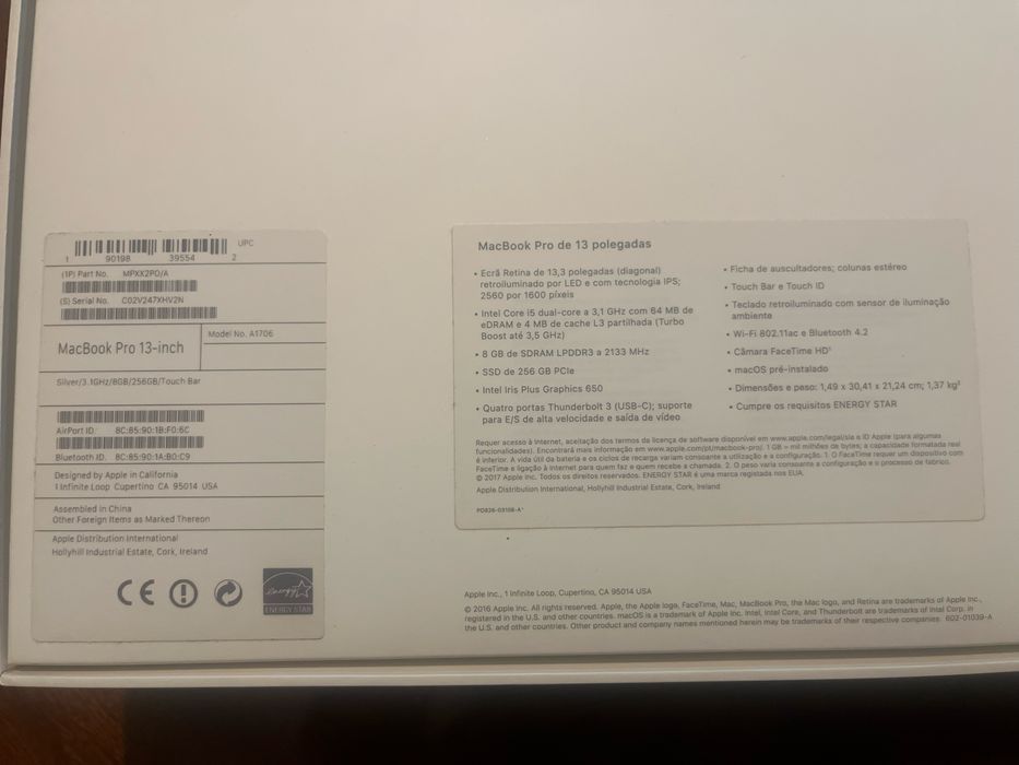 Macbook Pro 13 i5 8GB 256GB (2017)