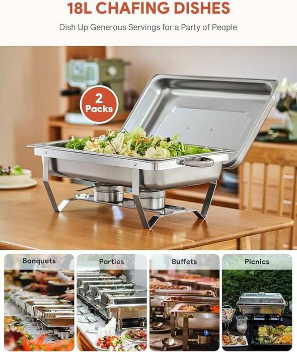 Zestaw do podgrzewania potraw ze stali nierdzewnej 2 kpl