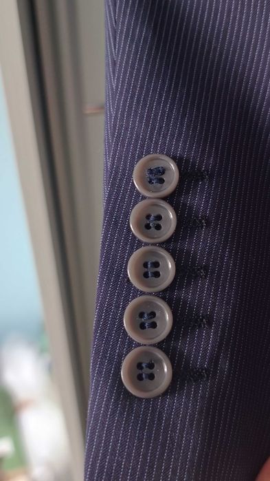 Granatowy elegancki garnitur slim fit w delikatny prążek 40% wełna 182/96 S PAWO TAPAS