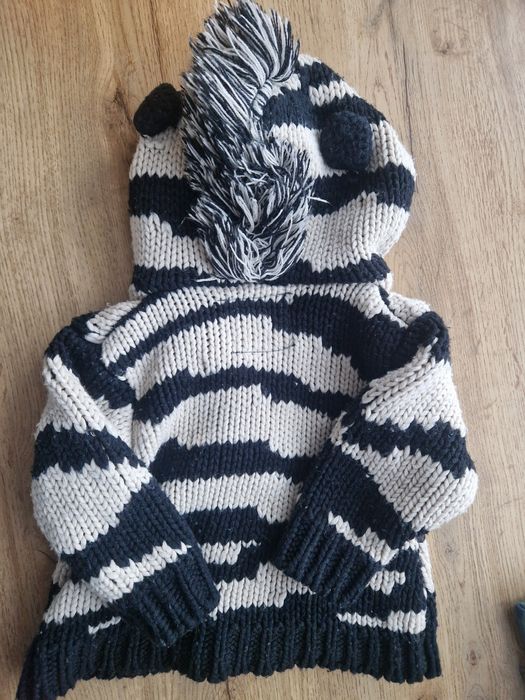 Sweter guziki zebra next 6-9 miesiecy,  74 cm