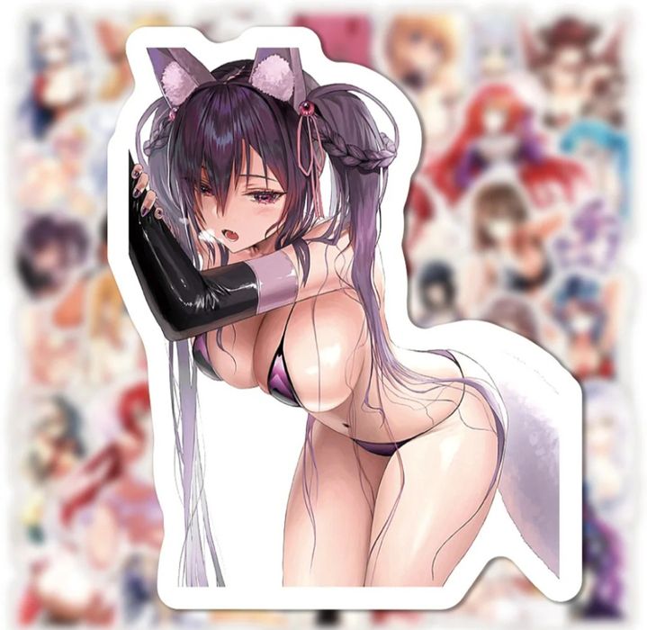 Виниловыe наклейки стикеры аниме секси девушки в купальниках