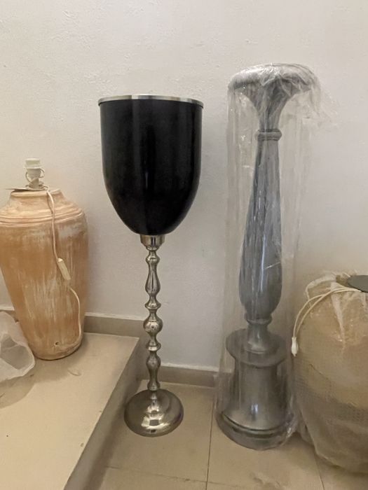 Solitário de Vidro  Preto & Prata / ou Castiçal | Peça única