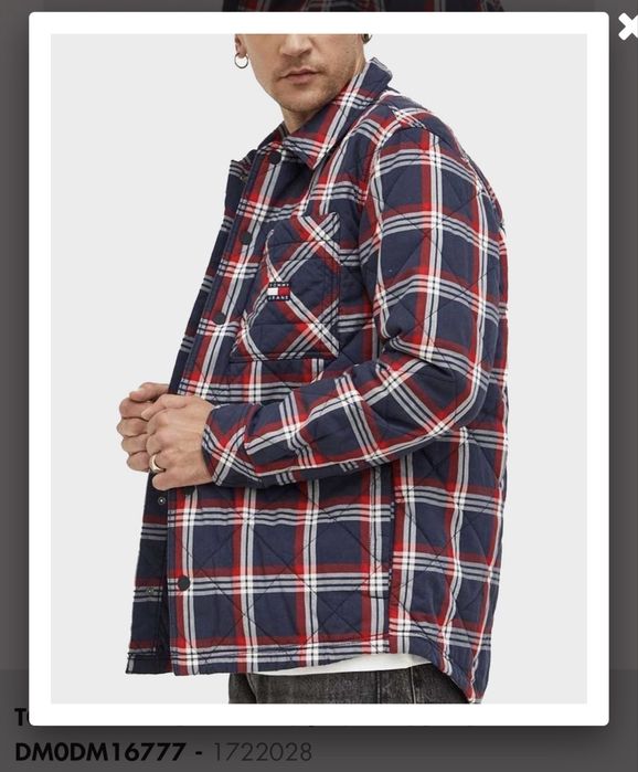 Tommy Hilfiger Чоловіча темно-синя картата куртка сорочка