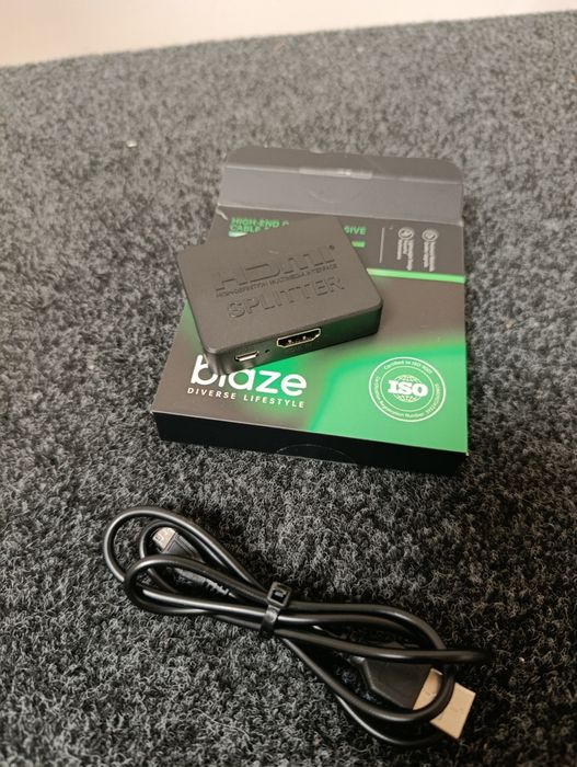 Splitter HDMI 1x2 Biaze – Rozdzielacz Sygnału Full HD / 4K + Kabel USB