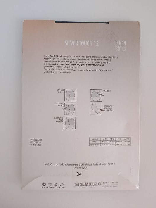 Marilyn silver touch 12 rajstopy Black 3/M antystatyczne 12 den