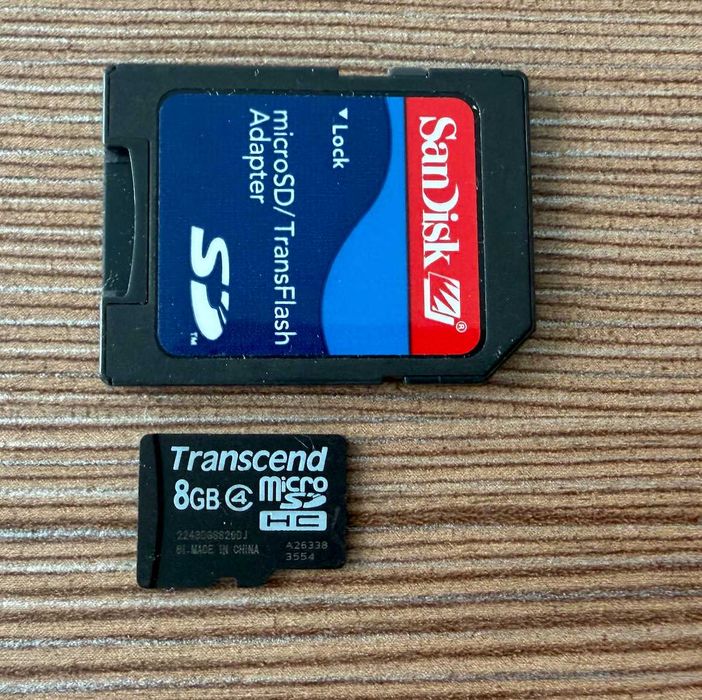 Карта памяти 8Gb Transcend MicroSD + переходник