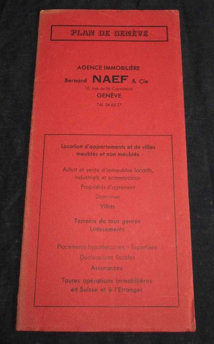 Plan de Genève Mapa Genebra Anos 50