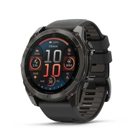 Garmin Fenix 8 51mm Amoled Sapphire 010-02905-20 Carbon Gray DLC Titanium with Black/Pebble Gray Silicone Band