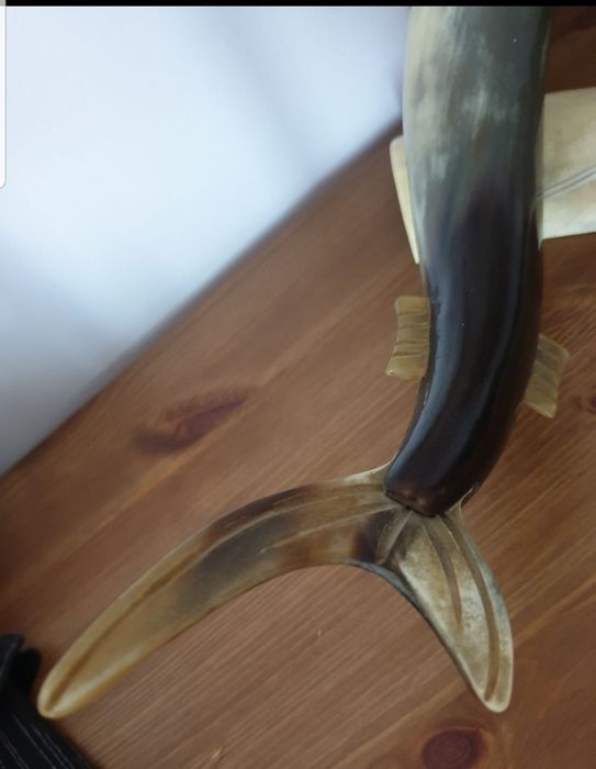 Candeeiro antigo em corno e osso artesanal