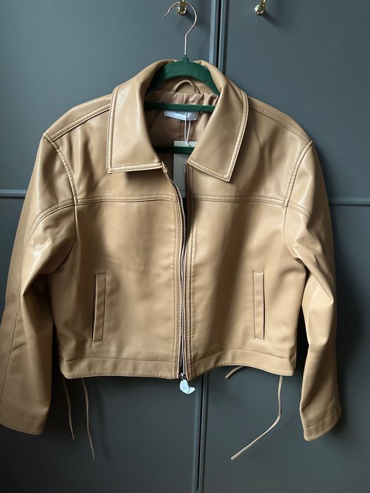 NOWA Reserved kurtka skórzana L ekoskóra brąz jesień western style