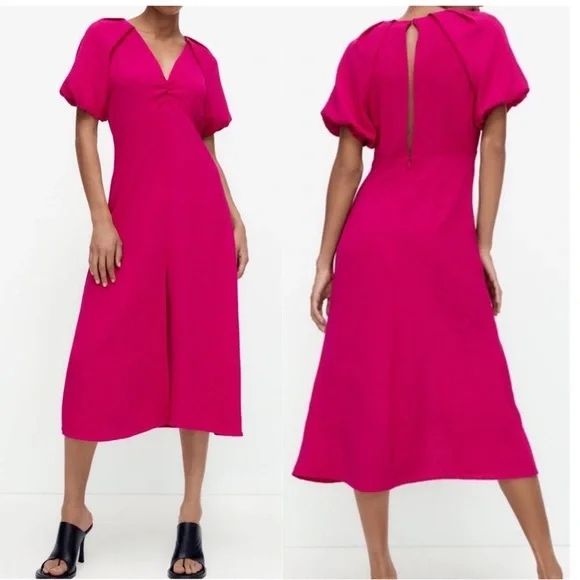 Сукня ZARA нова з бірками / літнє плаття фуксія міді