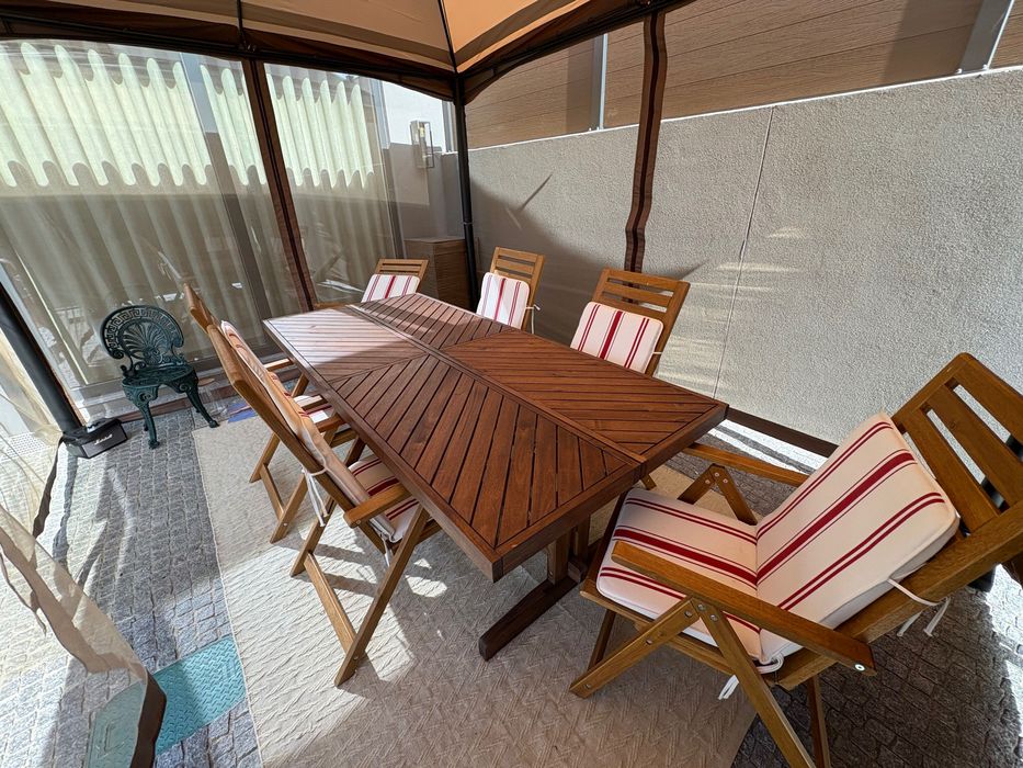 Conjunto jardim, mesa + 6 cadeiras