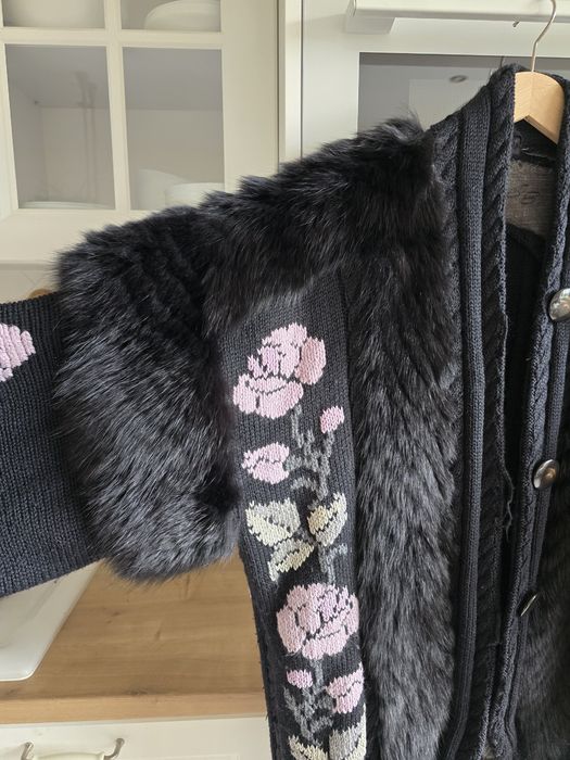 Kardigan wełniany handmade dziergany gruby i ciepły