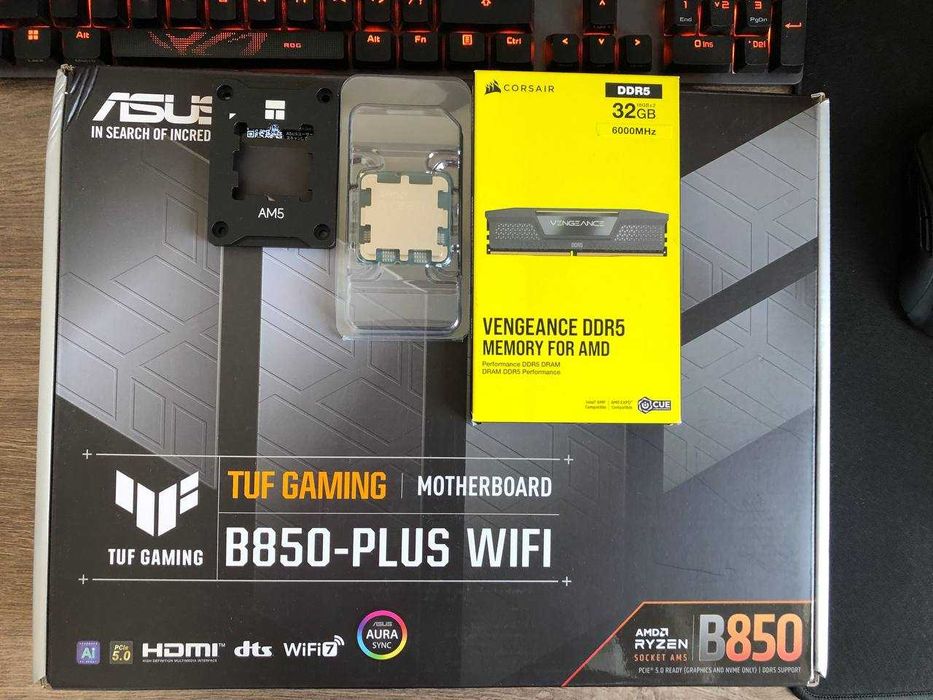 7500x3d TUF Gaming B850-Plus WiFi ddr5 32gb 6000mhz НОВИЙ AM5 КОМПЛЕКТ ГАРАНТІЯ