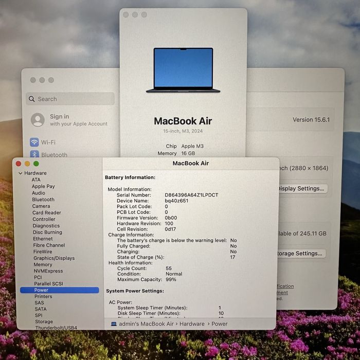 MacBook Air 15" 2024 M3 Midnight 16GB 256GB SSD