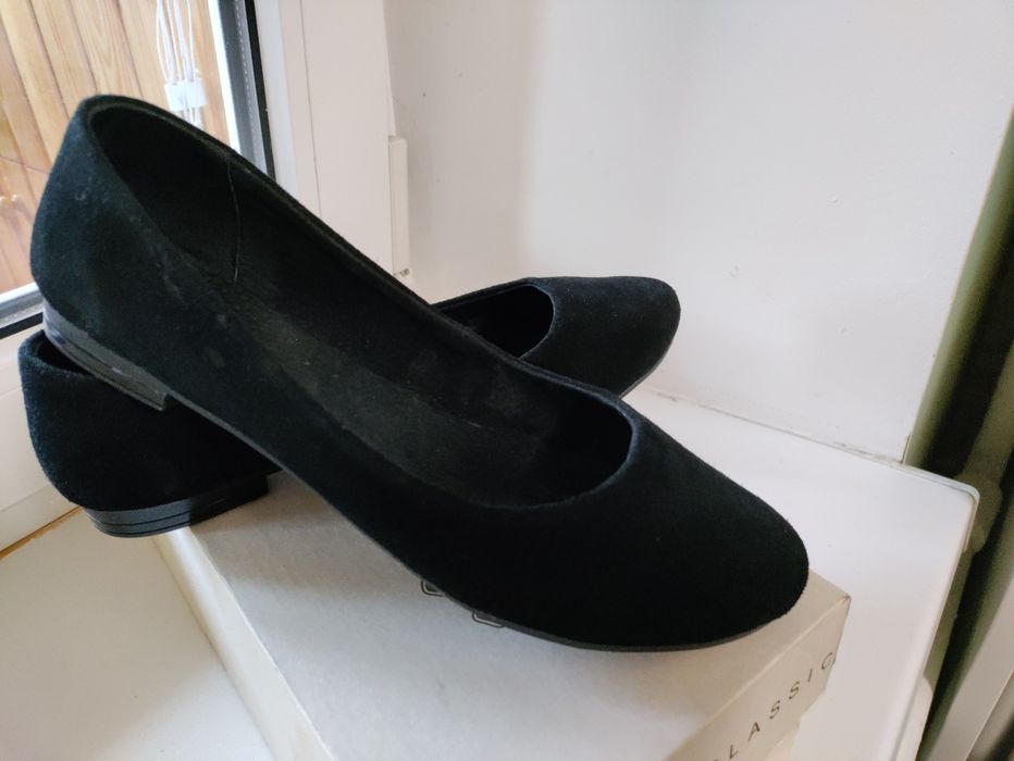 Лодочки балетки туфлі на низькому ходу чорні замшеві