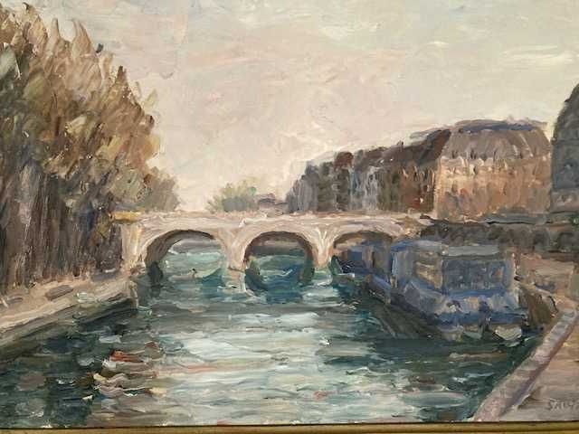 Quadro " Cidade com rio "