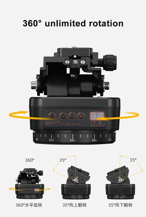Cabeça Motorizada e panorâmica Zifon YT-1000 com comando p/ Dslr NOVO