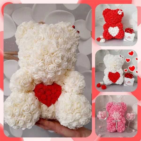 Мишка из роз, ПОДАРУНОК 25, 50 см. Ведмедик с троянд подарок девушке