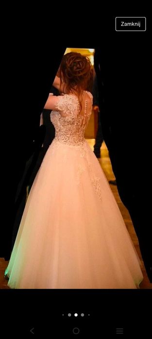 Suknia ślubna, śmietanka, literka A