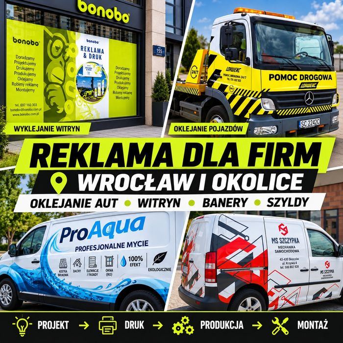 Oklejanie  SAMOCHODÓW • Banery • SZYLDY • Witryny • REKLAMA Wrocław