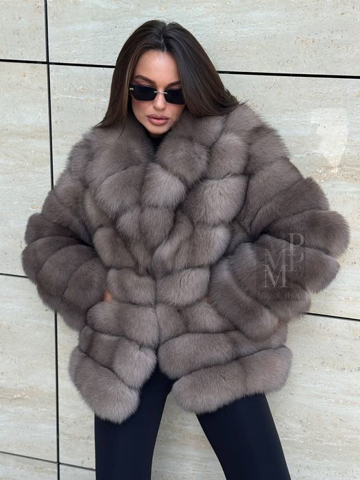 Женская песцовая шуба полушубок в окрасе соболь, 42-54 размеры