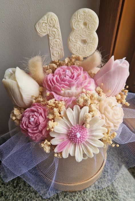 Flower box ze świec sojowych naturalne świeczki