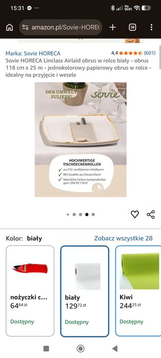 Rolka  obrusu białego