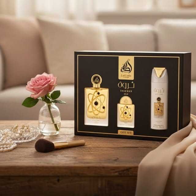 Perfumes Árabes Originais Kit Tharwah Gold – 3 peças SELADO
