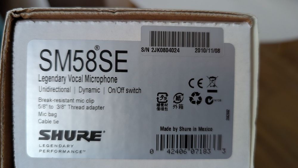 Mikrofon wokalny SHURE SM58 SE włącznik.