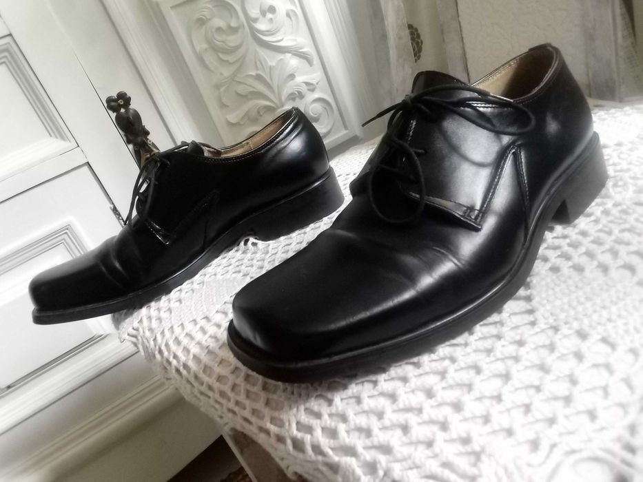 Skórzane Resko buty męskie pantofle półbuty lakierki eleganckie 41